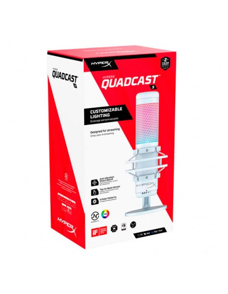 Micrófono HyperX Quadcast S RGB USB Blanco 519P0AA