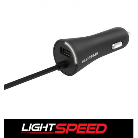Cargador De Auto 30W USBA-Lightning C/Cable Negro. Al mejor precio en el Paraguay