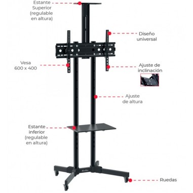 Soporte TV De Pie Kolke 30´ - 70´ 40Kg. Al mejor precio en el Paraguay