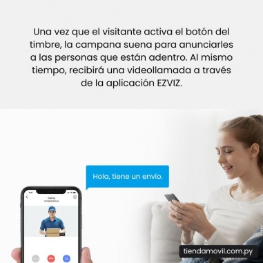 Timbre Inalámbrico Ezviz HP4 con Mirilla – Cámara 2MP, Pantalla Interior y Visión Nocturna