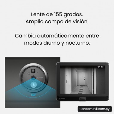 Timbre Inalámbrico Ezviz HP4 con Mirilla – Cámara 2MP, Pantalla Interior y Visión Nocturna