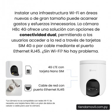 Cámara de Seguridad EZVIZ H8C 4G Exterior – 3MP – Movimiento Pan & Tilt