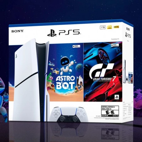 Consola Sony PlayStation 5 Slim 1TB con Lector de Disco – Bundle Astro Bot + Gran Turismo 7