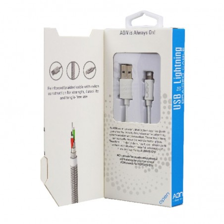 Cable AON USB a Lightning MFI 2m Blanco. El Mejor precio del País.