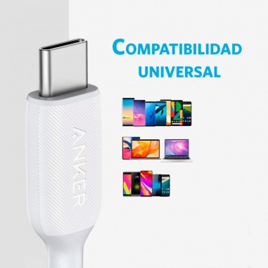 Cable Anker USB-C a USB-C 2.0 60W 1.8M Blanco