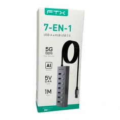 Hub FTX USB-A 3.0 – 7 Puertos / 5Gbps – USB-C – Gris 2