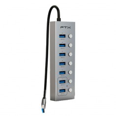 Hub FTX USB-A 3.0 – 7 Puertos / 5Gbps – USB-C – Gris