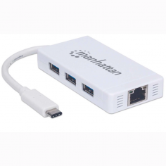 Hub USB Manhattan 3.0 + Red LAN – 3 Puertos