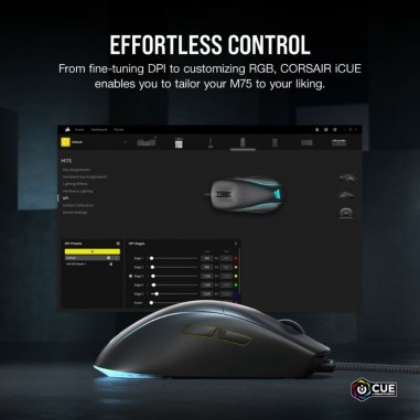 Mouse Gamer Corsair M75 RGB USB - Negro