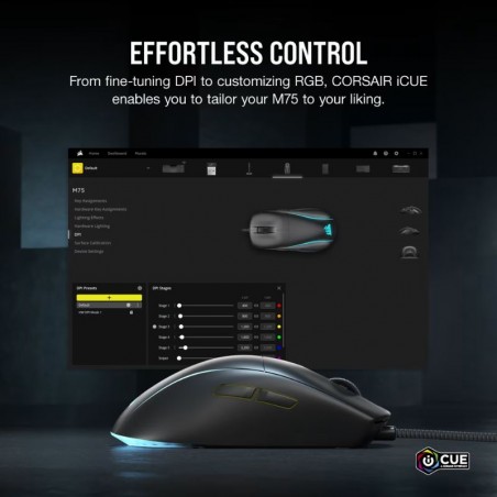 Mouse Gamer Corsair M75 RGB USB - Negro