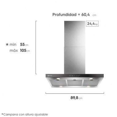 Campana Electrolux Tipo Isla 90CM INOX