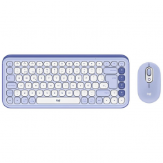 Teclado + Mouse Logitech Pop Icon Wireless - Blanco/Lila