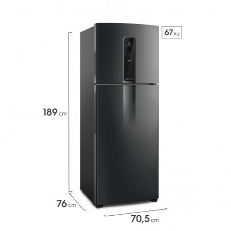 Heladera Electrolux F/S 508Lts Inverter 2 Puertas - Negro