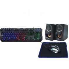 Kit Gamer Teclado Satellite GK-42 RGB + Mouse + Mousepad + Speaker - Negro (Español)