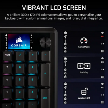 Teclado Gamer Corsair Vanguard Pro 96 – Switches magnéticos, pantalla LCD