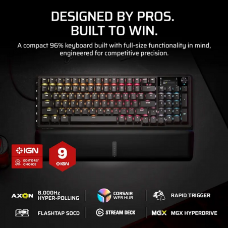 Teclado Gamer Corsair Vanguard Pro 96 – Switches magnéticos, pantalla LCD
