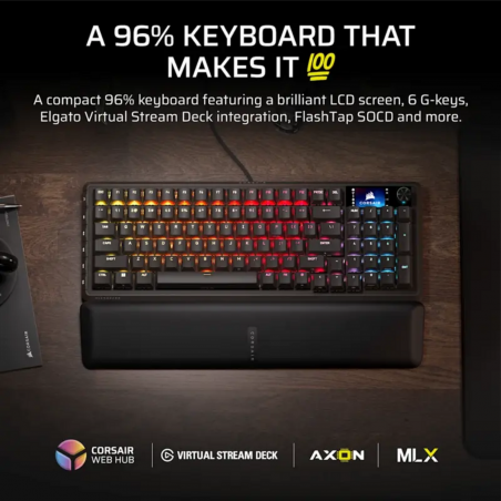 Teclado Gamer Corsair Vanguard 96 – Switches MLX, diseño compacto