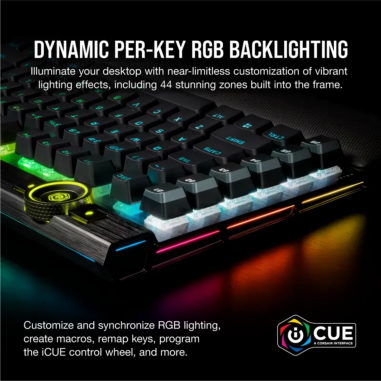 Teclado Gamer Corsair K100 RGB – Mecánico, switches Cherry MX, RGB