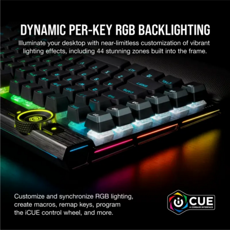 Teclado Gamer Corsair K100 RGB – Mecánico, switches Cherry MX, RGB