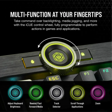 Teclado Gamer Corsair K100 RGB – Mecánico, switches Cherry MX, RGB