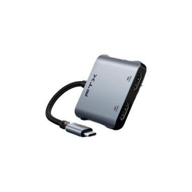 Adaptador FTX USB-C 4 en 1 – HDMI 4K, USB-A y USB-C, Color Gris