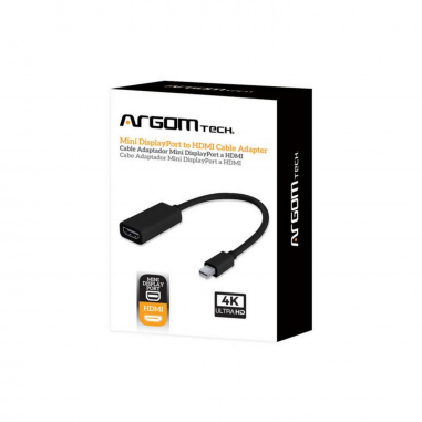 Adaptador Argom Mini DisplayPort a HDMI – Conversión de Video Digital, Color Negro