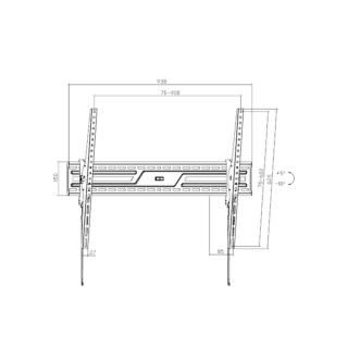 SOPORTE P/TV FTX FTX38-69T 43" A 100" 75KG/INC5°/FIJO NEGRO 2