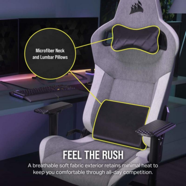 Silla Gamer Corsair T3 Rush - Gris/Blanca