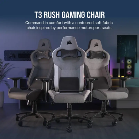 Silla Gamer Corsair T3 Rush - Gris/Carbón