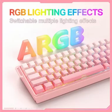 Teclado Onikuma G69 60% RGB Inalambrico - Rosa