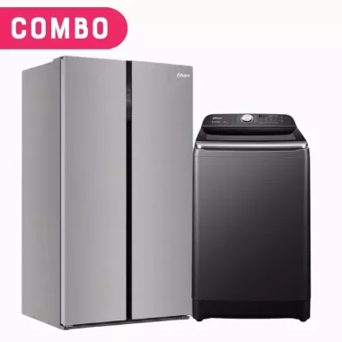 Combo Oster Heladera Side By Side 623L F/S Inverter + Lavarropas Carga Superior 16Kg Inverter