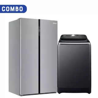 Combo Oster Heladera Side By Side 623L F/S Inverter + Lavarropas Carga Superior 16Kg Inverter