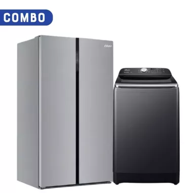 Combo Oster Heladera Side By Side 623L F/S Inverter + Lavarropas Carga Superior 16Kg Inverter