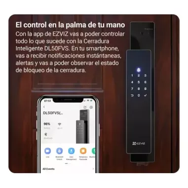 Cerradura Inteligente EZVIZ DL50FVS – Reconocimiento Facial 3D, Huella, WiFi, Bluetooth y Cámara
