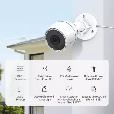 Cámara EZVIZ H3C – Full HD, Exterior, Visión Nocturna y Detección Inteligente de Personas