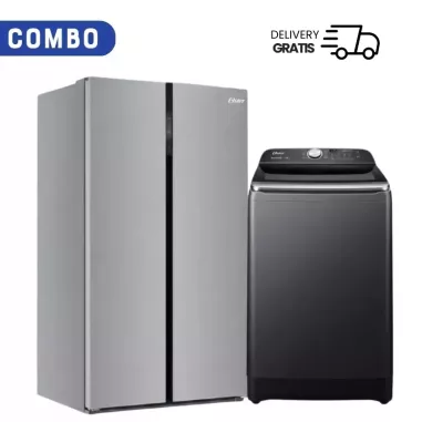 Combo Oster Heladera Side By Side 623L F/S Inverter + Lavarropas Carga Superior 16Kg Inverter