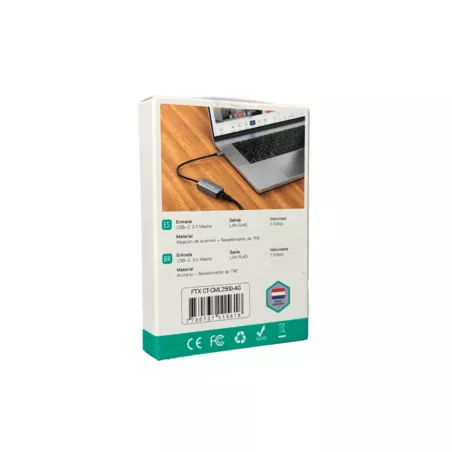 Adaptador FTX USB-C a RJ45 2.5Gbps - Gris